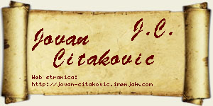 Jovan Čitaković vizit kartica